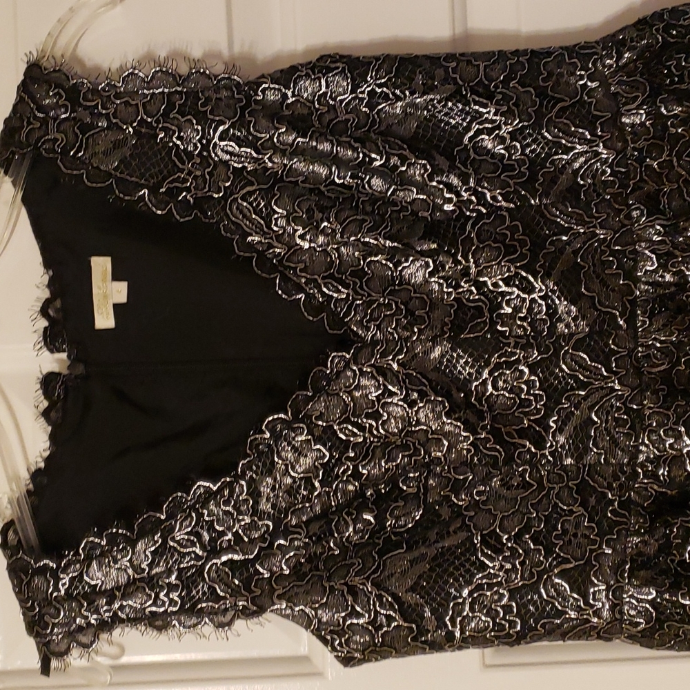 Shoshanna Sierra Foiled Scalloped Lace Party Dress View 5